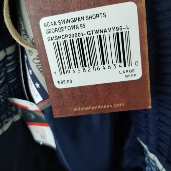 Large Mitchell & Ness Georgetown Hoyas Navy Swingman Basketball Shorts Mens - Picture 3 of 5